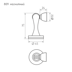 Ограничитель магнит. 809 (мат.хром)  "Нора-М"