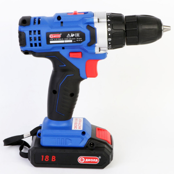Дрель ручная электрическая аккумуляторная 18 В, 2,0 А*ч (ДЭА-18 ЛИ-07) "ДИОЛД"
