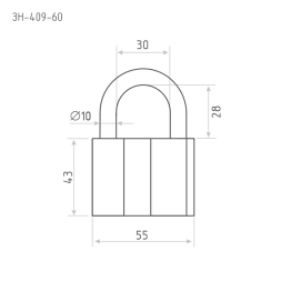 Замок навесной ЗН-409-60 мм (3кл.) "Нора-М"