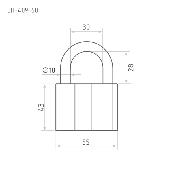 Замок навесной ЗН-409-60 мм (3кл.) "Нора-М"