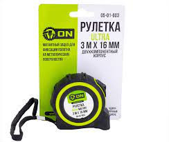 Рулетка MAGNET 3м х 16мм, двухкомпонентный корпус, магнит ON
