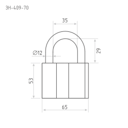 Замок навесной ЗН-409-70 мм (3кл.) "Нора-М"