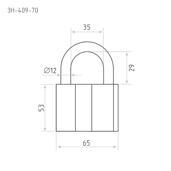 Замок навесной ЗН-409-70 мм (3кл.) "Нора-М"