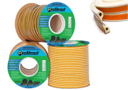 Уплотнители для окон Р-профиль (резиновый) на клейкой основе белый 100м/6 (9*5,5мм)