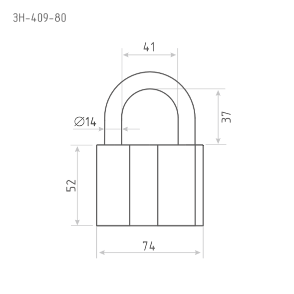 Замок навесной ЗН-409-80 мм (3кл.) "Нора-М"