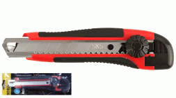 Нож канцелярский обрезиненный с роликовым фиксатором 18мм SKOLE