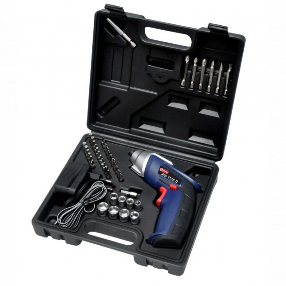 Шуруповерт электрический аккумуляторный 44 предмета (АШ-1136 Л) "ДИОЛД"