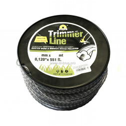 Леска для триммера витой квадрат DUO TWIST 2,4мм/262м