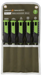 253715 Набор напильников №2 150мм, 5шт (плоский,полукруглый, квадратный трехгранный, круглый)(12шт)