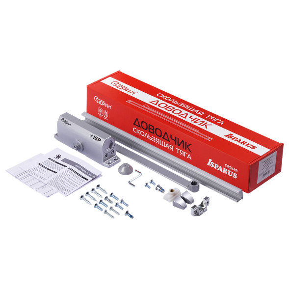 Доводчик ISPARUS 440 SLIDER (до 130кг) (серый) морозостойкий со скользящей тягой