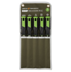 253725 Набор напильников №2 200мм, 5шт (плоский, полукруглый, квадратный трехгранный, круглый) (6шт)