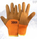 А-62  перчатки акриловые утепленные 300# c полн.лат.покрыт.(оранжевые, синий залив 50%) (10шт)