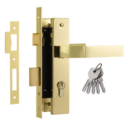 Замок врезной №107-70 Л (золото)  "Нора-М"