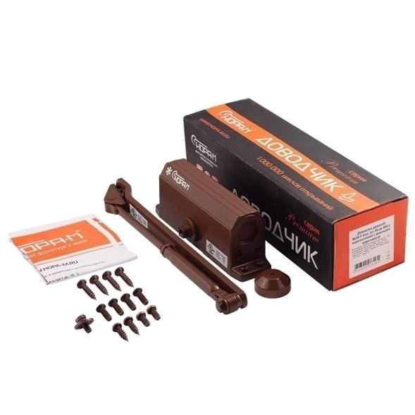 Доводчик №3s F бол. (до 80кг) (коричневый) морозостойкий с фиксацией "Нора-М"