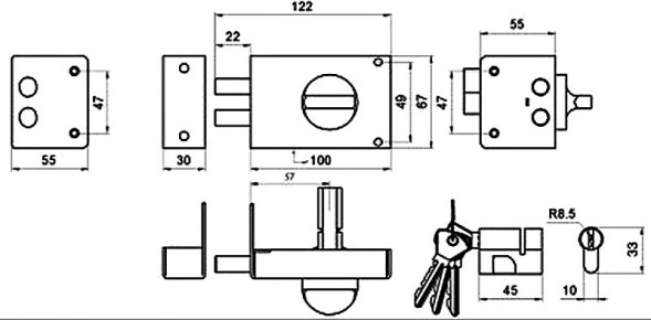Замок накладной ОМЕГА ЗН1 (2Р) серебро