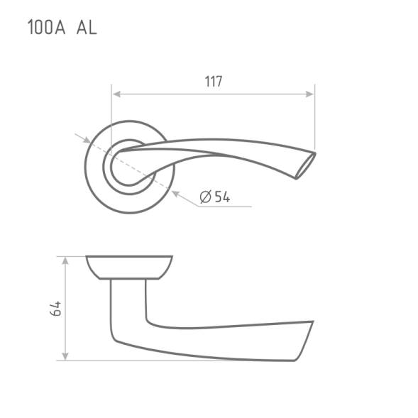 Ручка дверная AL 100А AL  графит  "Нора-М"