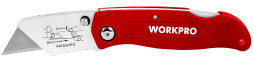 Нож складной пластиковый быстросменный WP211002 WORKPRO (10 лезвий) трапец. лезвия