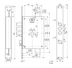 Замок врезной 22.12Т  Гардиан