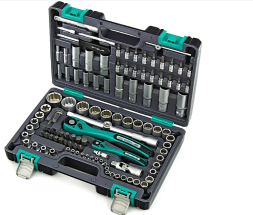 Набор инструментов, 1/2",1/4",СrV, пластиковый кейс 109 предм. 12 гранные головки STELS