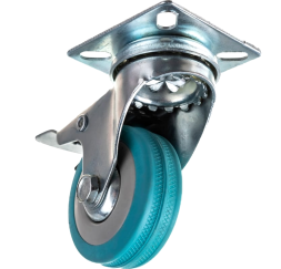 Колесо аппаратное серая резина поворотное с тормозом SIZE: 2" Нагрузка 65кг. SCgb 25