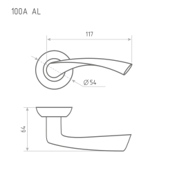 Ручка дверная AL 100А AL мат.хром "Нора-М"