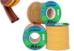 Уплотнители для окон Р-профиль (резиновый) на клейкой основе св. коричневый 100м/6 (9*5,5мм)