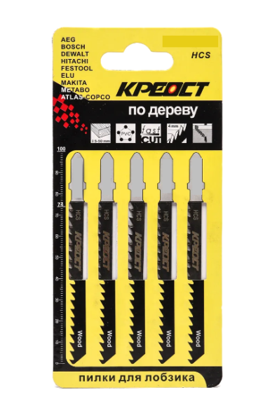 Пилочки SKOLE/КРЕОСТ T-111D для электролобзика (дерево) (комплект 5шт)