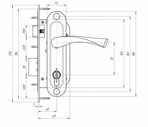 ЗАМОК ВРЕЗНОЙ ЗВ7-70.4 (медь)
