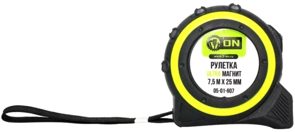 Рулетка ULTRA 7,5м х 25мм, двухкомпонентный корпус, магнит ON (12шт)