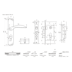 Замок врезной 94-62 мм (мат.хром)