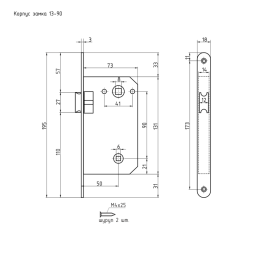 Корпус замка 13-90мм (хром) под фикс. "Нора-М"