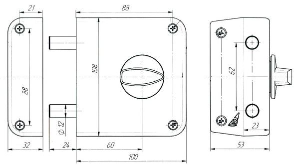 Замок накладной ЗЕНИТ ЗН1-3-2 медь