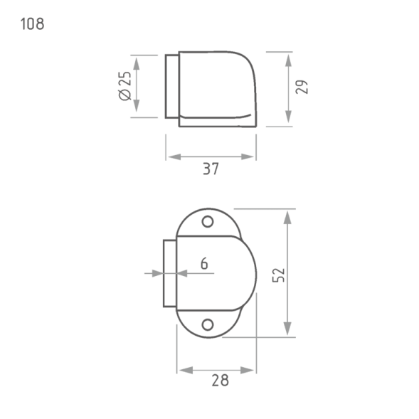 Ограничитель дверной 108 (хром)  "Нора-М"