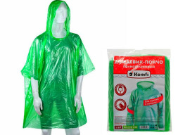 Дождевик-пончо полиэтиленовый  с рукавами, зеленый Komfi/100/1