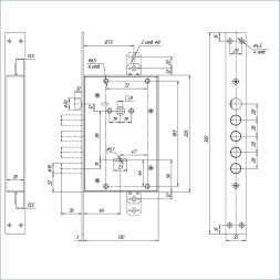 Замок врезной ЗВ9 343.1.1 (5 ключей) 4 ригеля МЕТТЭМ