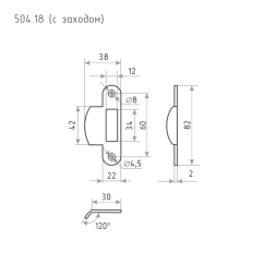 Ответ. планка 504.18 (золото) 80мм с заходом  "Нора-М"