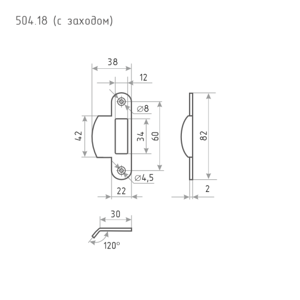 Ответ. планка 504.18 (золото) 80мм с заходом  "Нора-М"