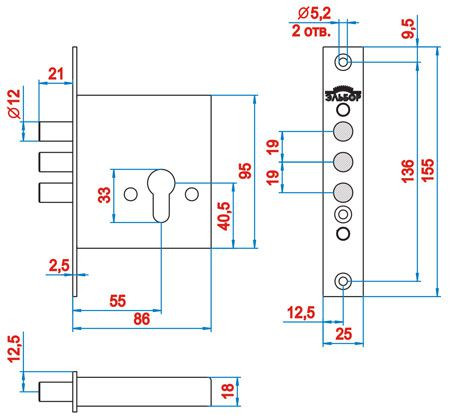 Замок врезной 1.03.03.0.0  Эльбор