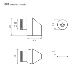 Ограничитель магнит. 801 (мат.золото)  "Нора-М"