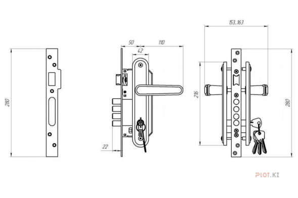 Замок врезной ЗЕНИТ 3В7-85 бронза