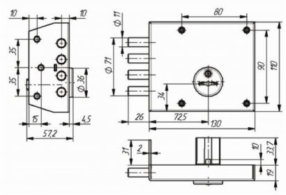 Замок накладной ЗЕНИТ ЗН4-2 медь