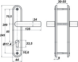 Ручка НР 0701 85мм к замкам МЕТТЭМ (медный антик)