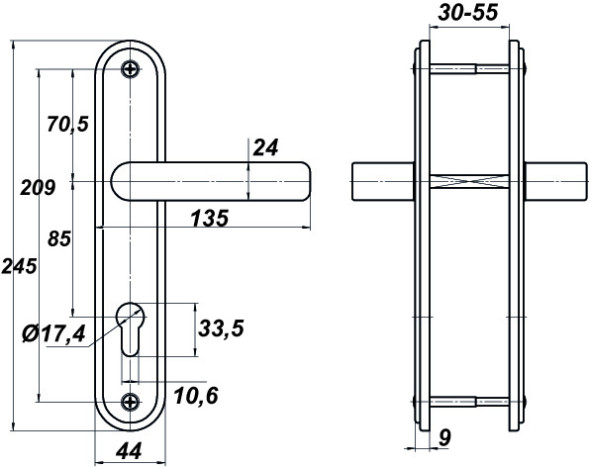 Ручка НР 0701 85мм к замкам МЕТТЭМ (медный антик)