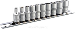 39845 Набор головок 10пр (DR1/4"; 6РТ; 4-13мм; планка) АвтоДело
