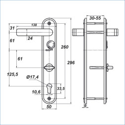 Ручка к замкам МЕТТЭМ НР 1301 прав. (к ЗВ13 174.1.1)