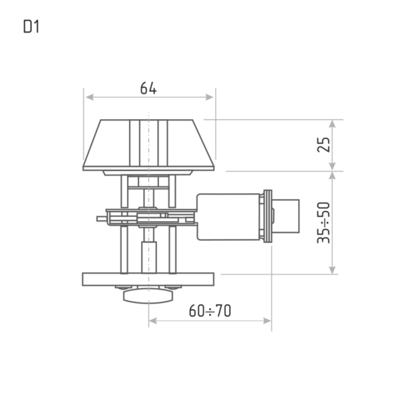 Замок врезной D1  (хром) (кл./фикс.)  "Нора-М"