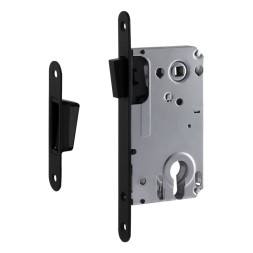 Корпус замка магн. 25М-85 мм (черный) под цилиндр с отв.планкой