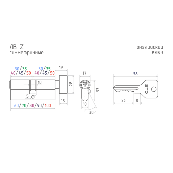 Цилиндр.мех-м ЕСО Z ЛВ-70 (хром) (35-35)  "Нора-М"