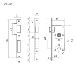 Корпус замка КЗВ-100 (70мм) (ст.бронза)