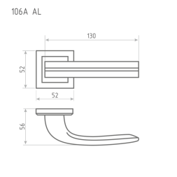 Ручка дверная AL 106К AL хром "Нора-М"